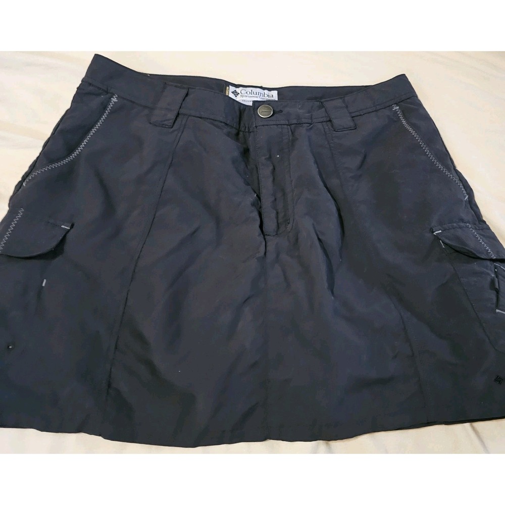 Columbia Titanium Skort Size 10 Womens Black Mini Pockets Zip Athleisure